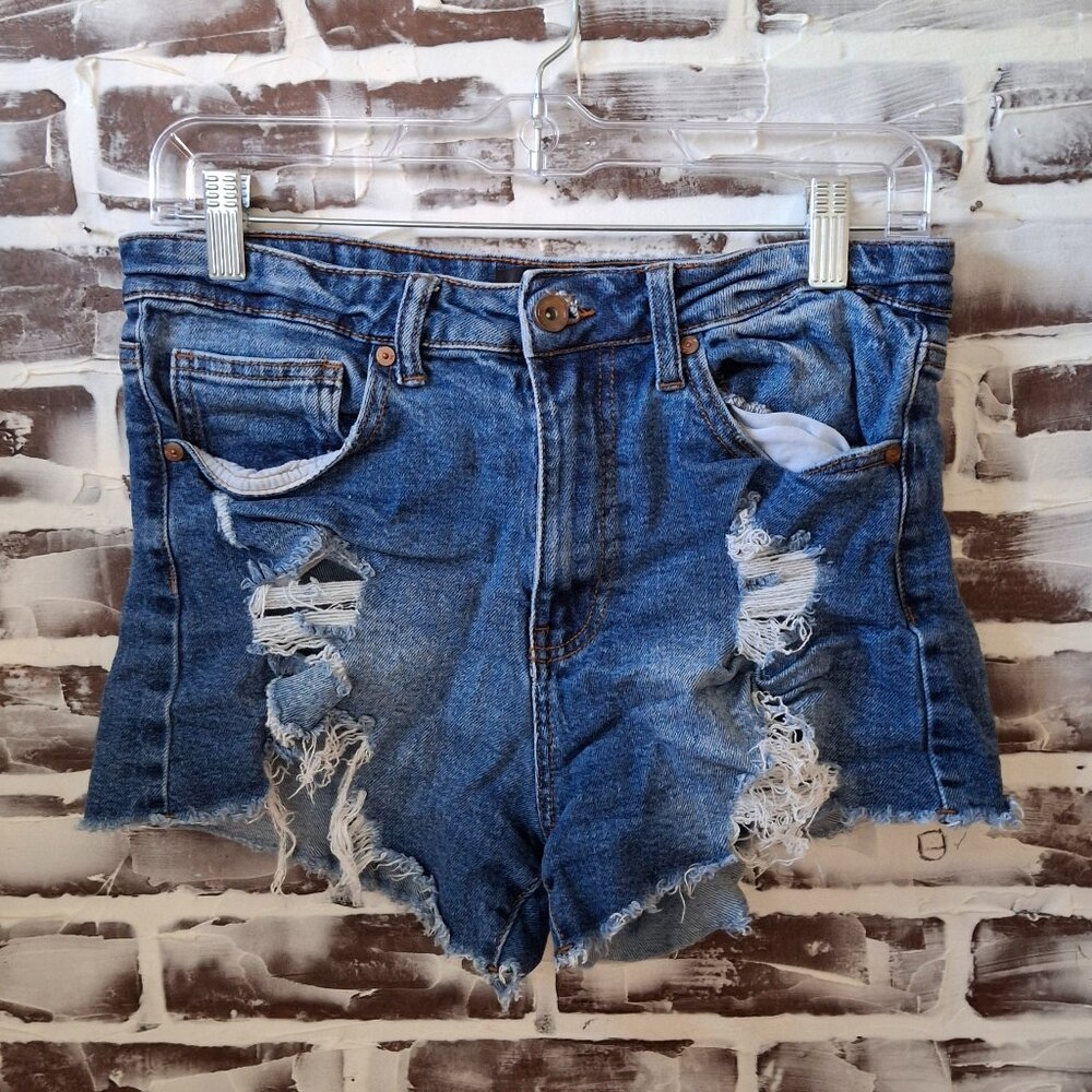 Kendall & Kylie Size 7/28 Cutoff Jean Shorts Distressed Medium Wash Icon Shorts